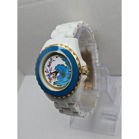 Met Museum Of Art Bleu Celeste Floral White Link Bracelet Watch New Battery main image 4